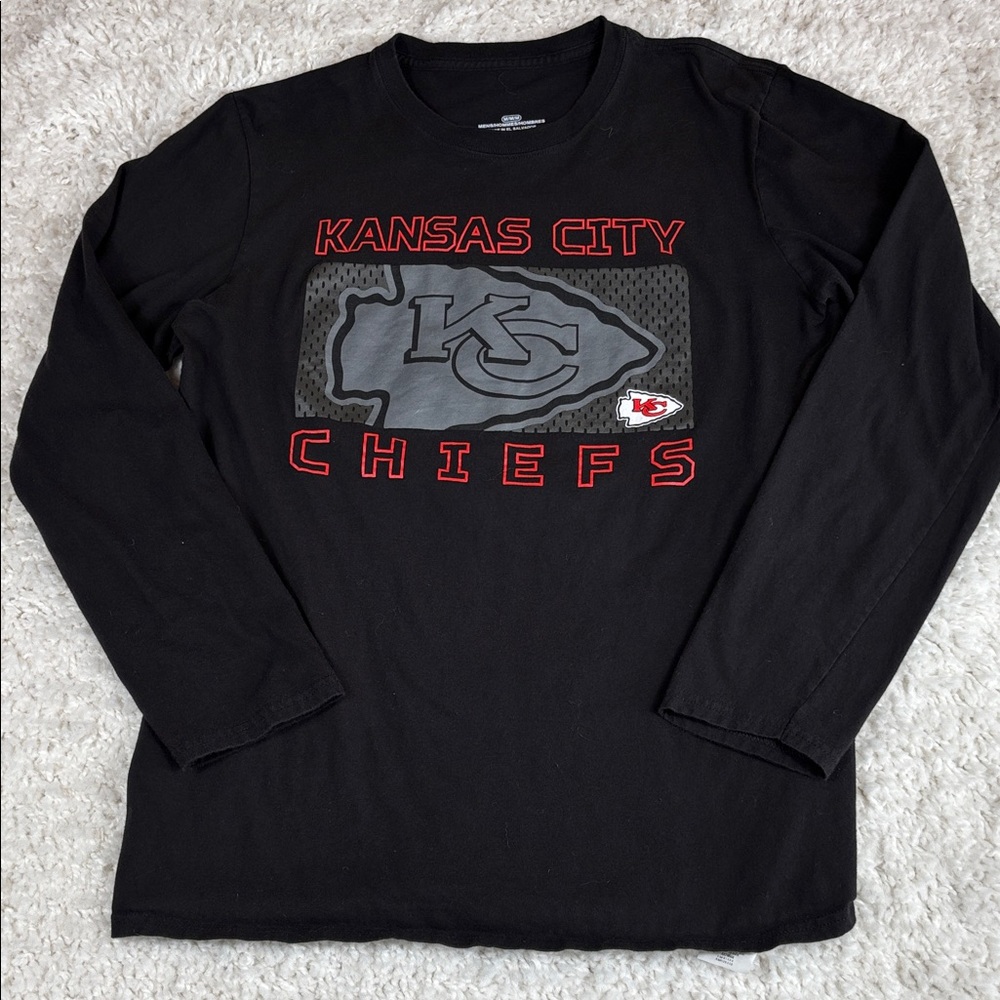 Kansas City Chiefs Black Long Sleeve Shirt, Size Medium